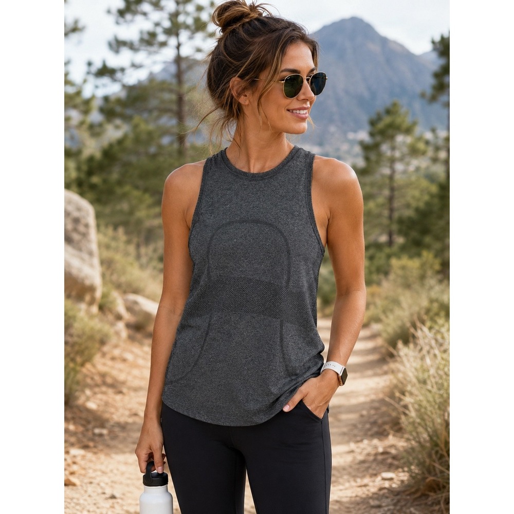 Lululemon Swiftly Tech Racerback Tank Top Dark Grey Heathered Womens Size 4